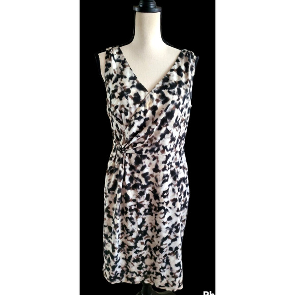 Ann Taylor Dresses & Skirts - Ann Taylor Silky Cross-Over Front Sleeveless Animal Print Sheath Dress Sz 10